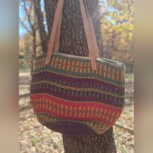 Multicolor Woven Tote Bag